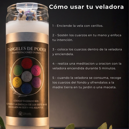 Veladora 7 Ángeles de Poder – Protección y Apoyo Celestial