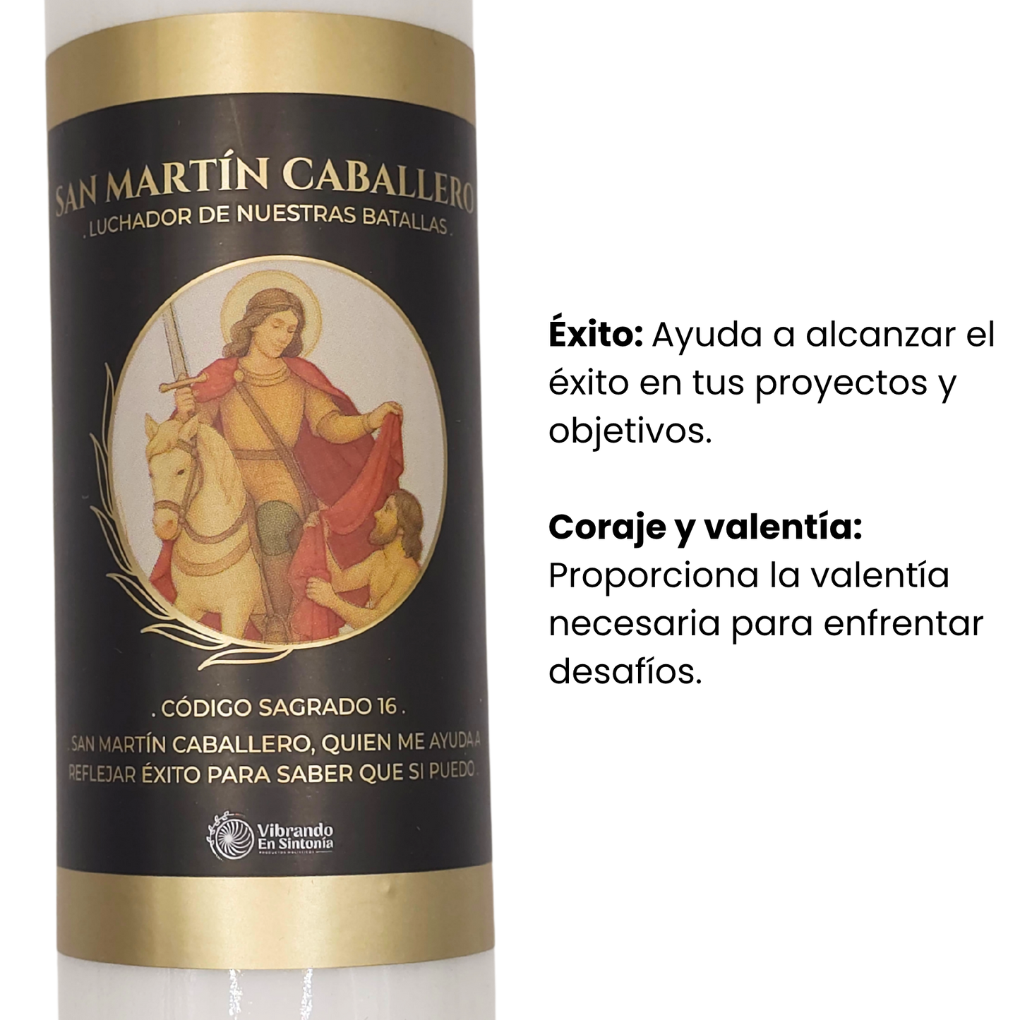 Veladora San Martín Caballero – Éxito y Coraje