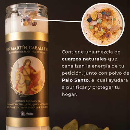 Veladora San Martín Caballero – Éxito y Coraje